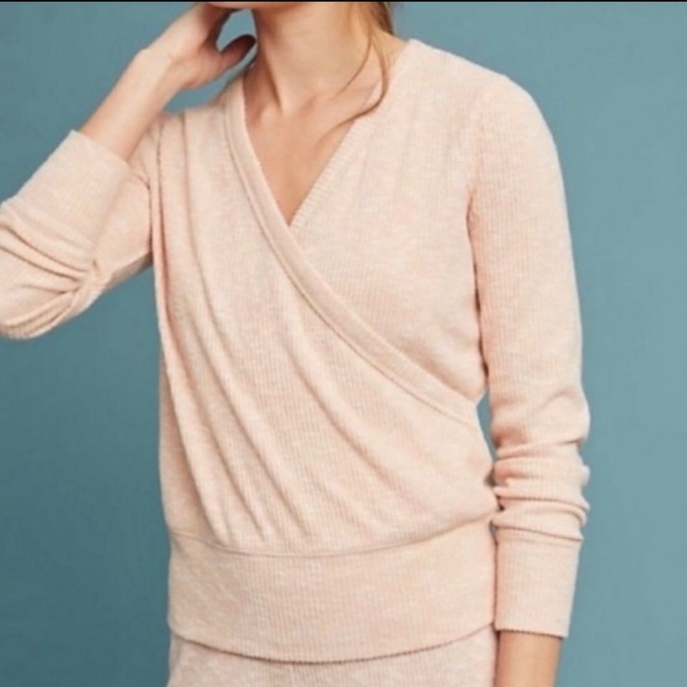 Anthropologie Saturday Sunday Ribbed Wrap Top